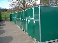 Bicycle Lockers. At Dunfermline Town Railway Station.