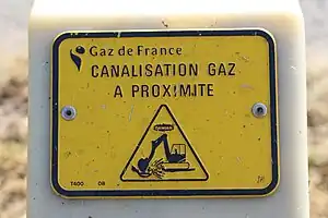 Marker plate translating to High pressure gas pipeline underground