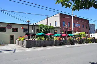 Olympic Club Hotel (a.k.a. Olympic Club Saloon), 112 N. Tower St., Centralia, Washington, listed on the National Register of Historic Places. Rear view (outdoor dining, beer garden).