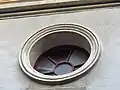 Circular window at the Church of Holy Name in Okříšky