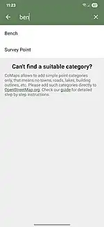 3. Select the category of the POI