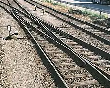 double inside slip switch, showing switch stand