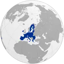 Territory of the European Union. Includes outermost regions. Excludes overseas countries and territories, and the Faroe Islands.