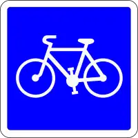 Voie conseillée et réservée aux cycles (C113). Utilisé pour les pistes et bandes cyclables sans distinction. traffic_sign=FR:C113