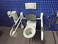 A toilet with a backrest