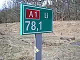 Netherlands highway=milestone distance=78.1 ref=A1 carriageway_ref=Li