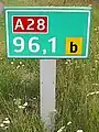 Netherlands highway=milestone distance=96.1 ref=A28 carriageway_ref=b