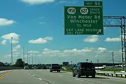 junction:ref=94 destination:ref=KY 1958 South;KY 627 Truck South destination=Van Meter Road;Winchester