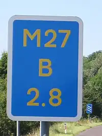 United Kingdom highway=milestone distance=2.8 ref=M27 carriageway_ref=B