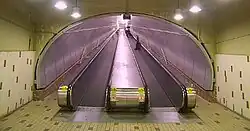 Two inclined moving walkways