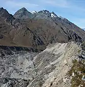 The glacier is gone, only the moraine stays, in a valley of the Salcantay Mount, Peru
