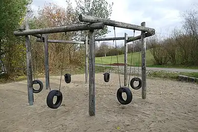 Eine Schaukel aus Autoreifen. tire-swing