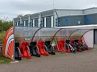 Cycle parking streetpods at Salt Ayre Leisure Centre, Lancashire (cropped from original)