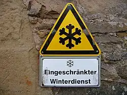warning sign for limited winter service