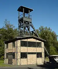 または - headframe=yes および disused=yes （もうケーブルがないので） および building=yes