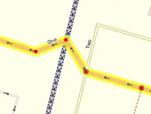 Przykładem skrzyżowania i braku skrzyżowania (patrz na opis)