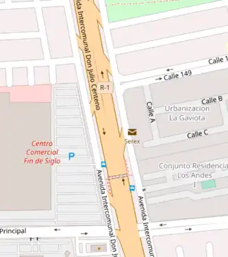 La Av. Intercomunal de San Diego (Edo. Carabobo) con sus dos calles de servicio.