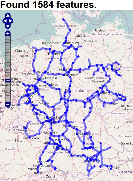 Ergebnis des erste Overpass-API-Links in Firefox