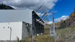 A 380 kV terminal on an indoor substation building