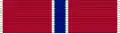 A horizontal red bar ribbon charged with vertical white bars on the left and right ends and with a blue bar bordered with white in the center
