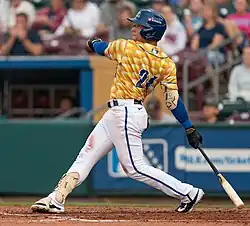 Isan Díaz batting for the Omaha Storm Chasers