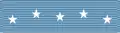 Bluebird-colored ribbon with five white stars in the form of an "M".