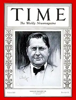 William Wrigley Jr. on the cover of Time in 1929