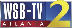 A blue rectangle with the text "WSB-TV", the station, with a thin, red strip at the bottom with the text "ATLANTA", the city of license, and a 2 is on the right.