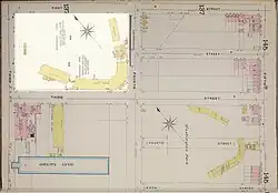 Relative locations of the two ballpark sites
