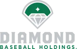 A logo for Diamond Baseball Holdings, which shows a silver, pentagonal diamond with a four-pointed star inside a green baseball diamond