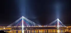 The Russky Bridge in Vladivostok has a central span of 1,104 metres (3,622&nbsp;ft), the world's second longest cable-stayed bridge span as of 2025.