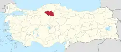 Location of the province within Turkey