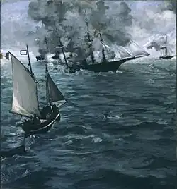 The Battle of the Kearsarge and the Alabama, 1864, Philadelphia Museum of Art. Inspired by the Battle of Cherbourg (1864)