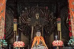 Ming dynasty (1368-1644) statue of Qianshou Guanyin at Chongshan Temple in Taiyuan, Shanxi, China.