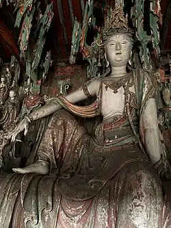 Ming dynasty (1368-1644) statue of Guanyin at Shuanglin Temple in Pingyao, Shanxi, China.