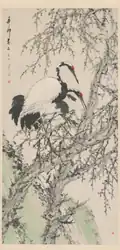 Plums and crane, by Xu Gu.