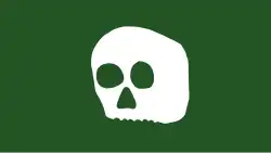 A green Barbary corsairs flag with a skull on it.[56]