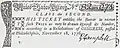 1776 Lottery ticket issued by the Continental Congress to finance the American Revolutionary War.