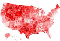 Change in vote margins at the county level from the 1996 election to the 2000 election