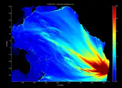The energy model map of the tsunami.