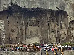Massive statues at Longmen Grottoes, Henan province, China