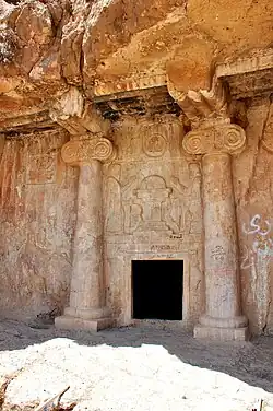 Ancient Near Eastern Ionic columns of a rock-cut tomb at Qyzqapan, Iraq, unknown architect, 5th-4th centuries BC[20]