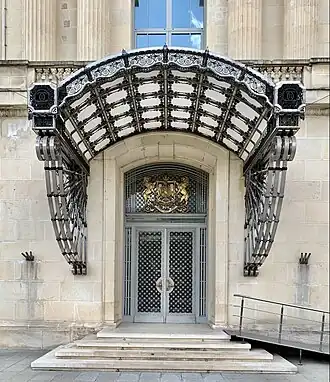 Stripped Classicist door of the Royal Palace of Bucharest, now the National Museum of Art of Romania