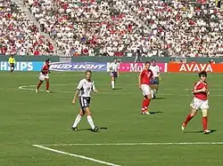 Hamm during the third-place match against Canada at the 2003 FIFA Women's World Cup