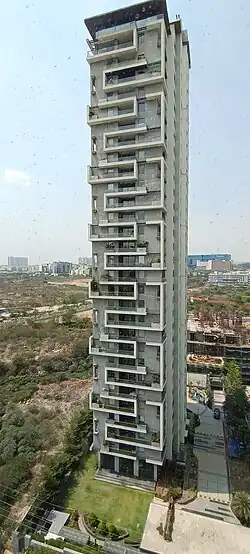 a Tall building at Financial District of Hyderabad