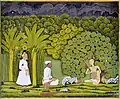 Akbar and Tansen Visit Haridas in Vrindavan, Rajasthan style, c. 1750.