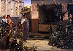 A Roman Flower Market, with a cactus and two agaves (an anachronism, as they are originally American plants), 1868, Manchester Art Gallery