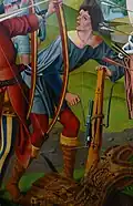 Fifteenth century crossbowman using a cranequin (rack and pinion)
