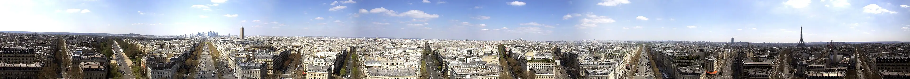 Paris seen from the rooftop terrace of the Arc de Triomphe.