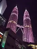 The Petronas Towers lit in pink for breast cancer awareness in 2014